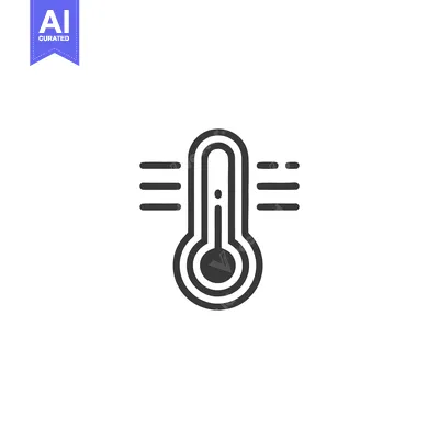 Aset premium populer: Minimalist Thermometer Icon with Temperature Lines on White Background
