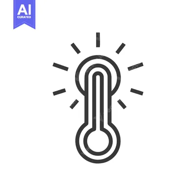 Minimalist Thermometer Icon with Radiating Lines on White Background