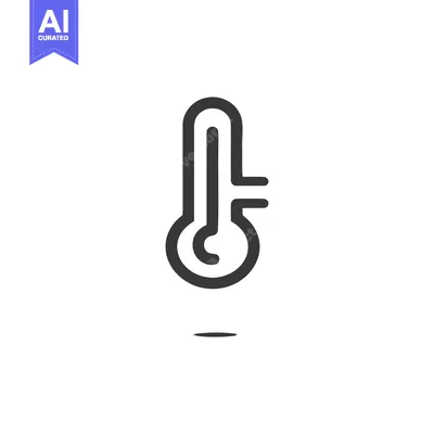 Minimalist Thermometer Icon with Shadow on White Background