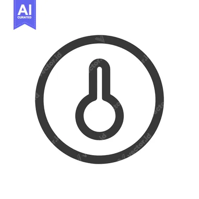 Premium design asset: Minimalist Thermometer Icon: Circular Outline with Bulb and Stem Desig