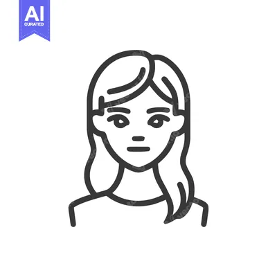 Aset premium populer: Minimalist Line Art Portrait of a Woman with Shoulder-Length Hair