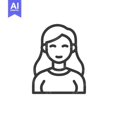 Aset premium populer: Minimalist Woman Icon: Simple, Smiling, Modern Design