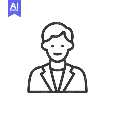 Premium design asset: Minimalist Man Icon: Simple Line Art of a Smiling Person in a Suit