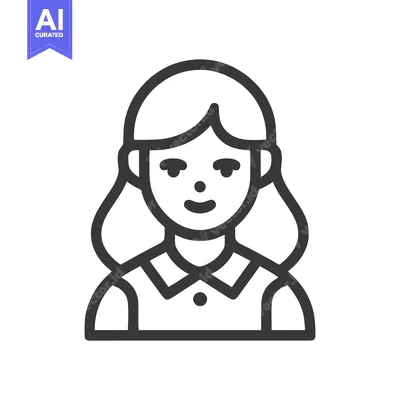 Aset desain premium: Minimalist Woman Icon: Simple, Clean Line Art Portrait Illustration