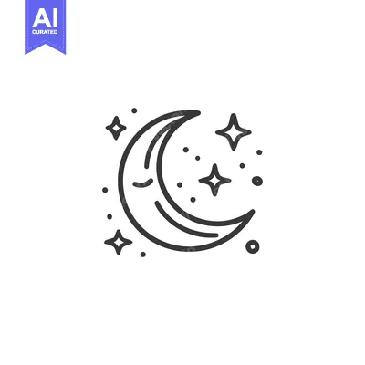 Aset premium populer: Crescent Moon and Stars Icon: Minimalist Celestial Vector Illustration