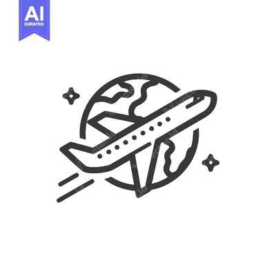 Popular premium asset: Airplane Flying Around Earth, Minimalist Icon Design with Stars