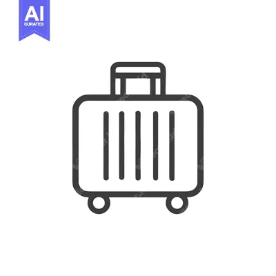 Aset desain premium: Minimalist Suitcase Icon: Travel Luggage Outline on White Background