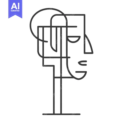 Aset premium populer: A minimalist abstract depiction of a stylized human portrait
