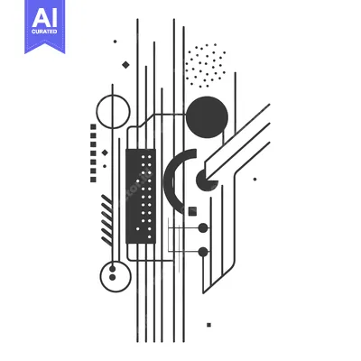 Aset desain premium: Abstract graphic composition featuring lines and geometric elements on