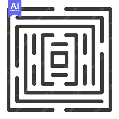 Premium design asset: A simple maze with a square center and many pathways