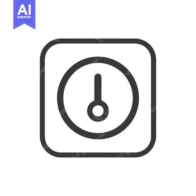 Aset desain premium: Minimalist Clock Icon: Rounded Square Frame, Bold Line Style