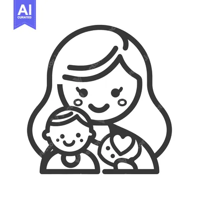 Aset desain premium: A loving mother and child embrace a pet companion joyfully