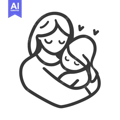 Aset desain premium: A mother embraces and lovingly holds her child in a tender hug