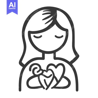 Popular premium asset: A simple line drawing depicting love and motherly care