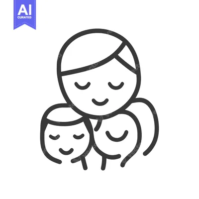 A mother embraces two children in this simple family illustration