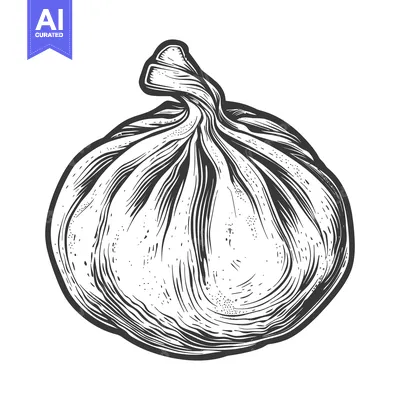 Popular premium asset: A detailed pen and ink illustration of a savory dumpling