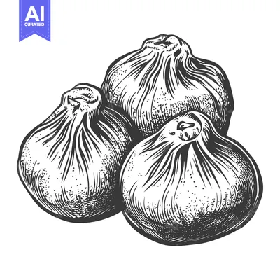 Aset desain premium: Three fresh figs presented in a detailed illustration style