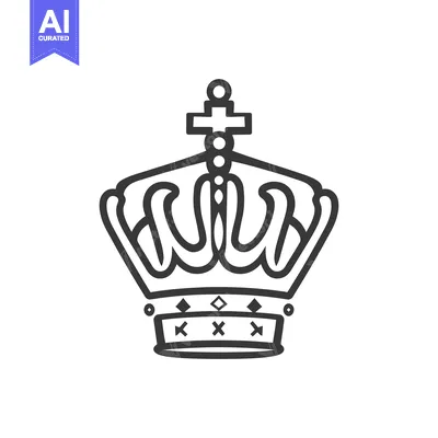 Aset desain premium: A simple black and white illustration of a royal crown