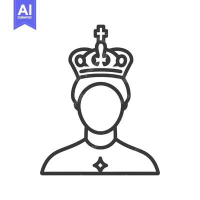 Premium design asset: A linear drawing depicting a person wearing a decorative crown