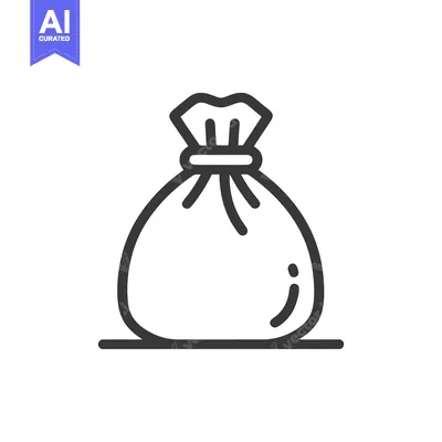 Aset desain premium: Minimalist Sack Icon: Simple Outline of a Tied Bag