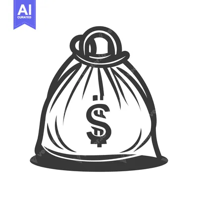 Aset premium populer: A simple black and white drawing of a money bag graphic