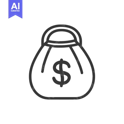 Aset premium populer: A simple outline drawing of a money bag icon
