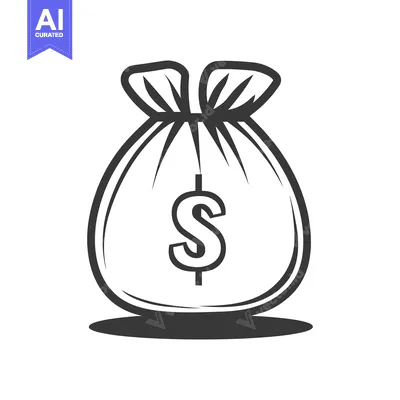 Aset desain premium: A simple illustration of a tied bag containing financial wealth
