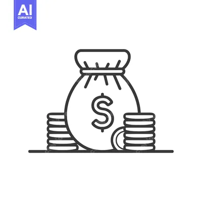 Money Bag with Stacks of Coins and Dollar Sign