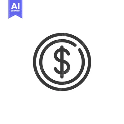 Aset premium populer: Minimalist Dollar Coin Icon: Bold Outline Design on White Background