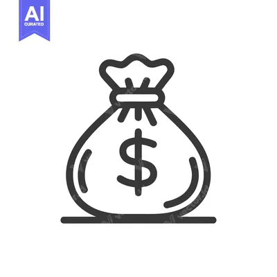 Money Bag Icon: Simple, Bold, Financial Symbolism on White Background
