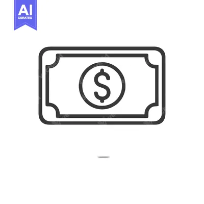 Aset premium populer: Minimalist Dollar Bill Icon: Clean Line Art on White Background