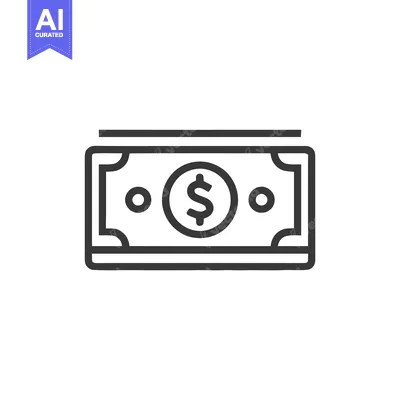 Aset desain premium: Minimalist Dollar Bill Icon: Financial Symbolism in Simple Design