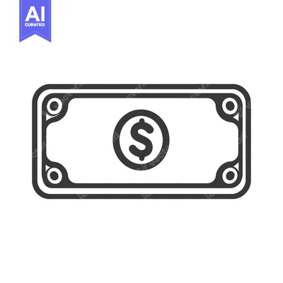 Aset desain premium: A monochrome line drawing image of a single dollar bill