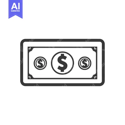 Popular premium asset: A simple black and white icon representing paper currency and coin mon