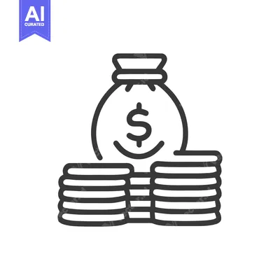 Aset premium populer: Minimalist Icon of Money Bag and Coin Stacks on White Background