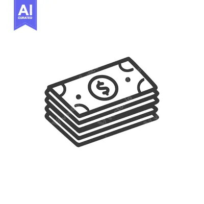 Popular premium asset: Stack of Dollar Bills Icon, Simple Line Art on White Background