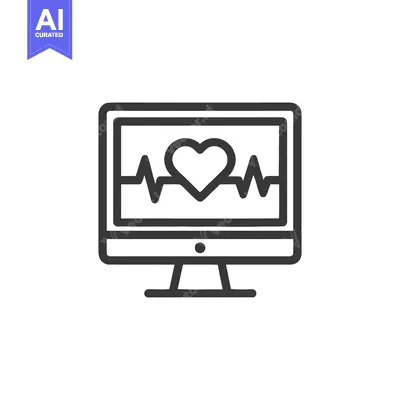 Aset desain premium: Heartbeat Monitor Display: Medical Technology with Heart Symbol and EC