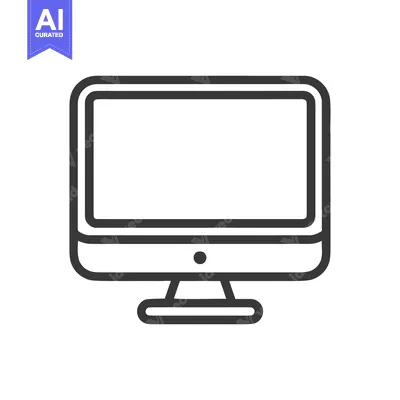 Aset desain premium: Minimalist Computer Monitor Icon with Clean Lines and Modern Design
