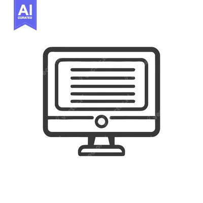Premium design asset: Minimalist Computer Icon: Retro Design with Horizontal Lines on Screen