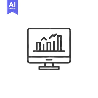 Popular premium asset: Monitor Displaying Financial Growth Chart, Line Icon Style, Isolated