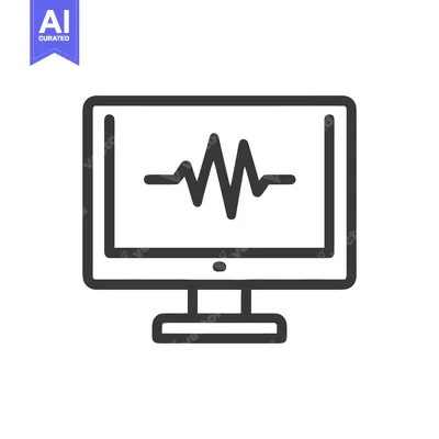 Monitor Displaying Heartbeat Signal, Medical Technology Icon, Diagnost