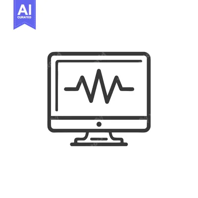 Aset desain premium: Medical Monitor Displaying Heartbeat Rhythm, Diagnostic Tool Icon