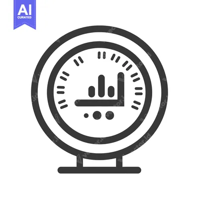 Premium design asset: An illustration depicts a circular gauge showing statistical data disp