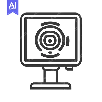 Aset premium populer: A black and white illustration of a computer webcam device