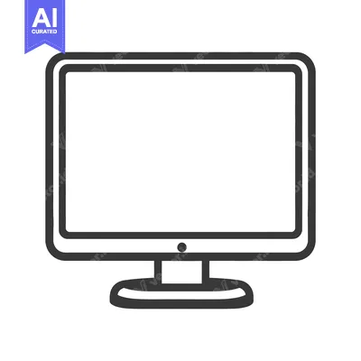 Aset desain premium: A simplified black and white flat screen computer monitor