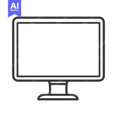 Aset premium populer: A simple black and white depiction of a computer monitor