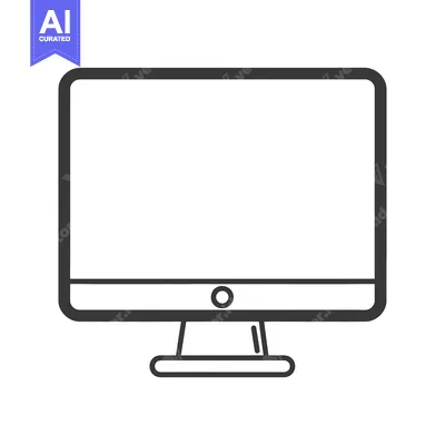 Premium design asset: A simple line drawing of a digital computer monitor screen