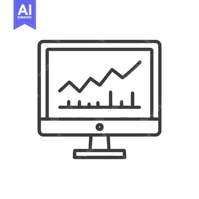 Computer Screen Displaying a Rising Line Graph and Bar Chart Icon