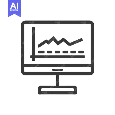 Aset desain premium: Monitor Displaying Dynamic Business Growth Chart in Minimalist Style