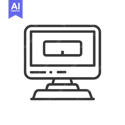 Aset desain premium: Retro Computer Icon: Classic Design with Rounded Edges and Simple Line